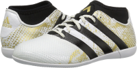 adidas Performance Kids' Ace 16.3 Primemesh Indoor Soccer Shoe (Little Kid/Big Kid), White/Black/Metallic Gold, 11 M US Little Kid