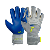 Reusch Attrakt Gold X Evolution Cut Finger Support Goalkeeper Gloves, Gray/Yellow/Blue, Size 9