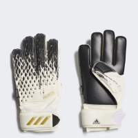 adidas Unisex-Child 20 Match Fingersave Goalie Predator Gloves, White/Black/Gold Metallic, 4