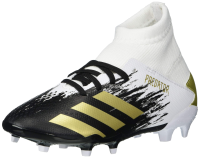 adidas boys Firm Ground Predator 20.3 Soccer Shoe, White/Gold Metallic/Black, 5.5 Little Kid US