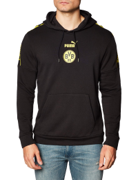 World Cup Soccer BRORUSSIA DORTMUND Mens BORUSSIA DORTMUND FTBLCULTURE HOODY, Puma Black-Cyber Yellow, XL