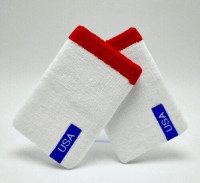 Nike Premier 2.0 Doublewide Wristbands USA - White/Red/Blue