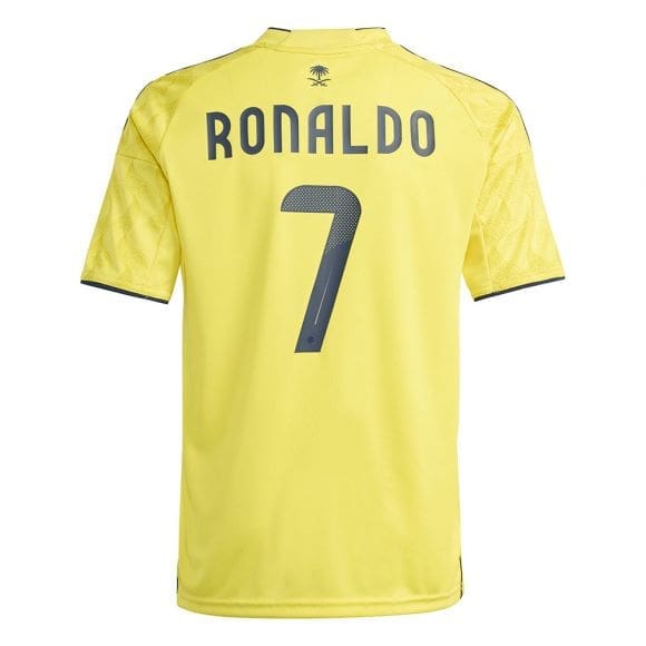 adidas AI Nassr home youth Soccer Jersey Ronaldo #7 2025/26 -Yellow / Night Indigo
